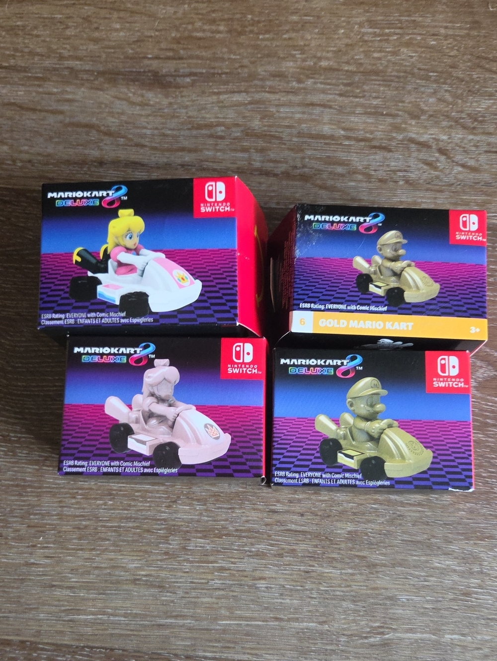 McDonald’s Mario Kart 8 Deluxe Happy Meal Toy Lot - 4 Karts Inc. Gold Mario & Pi